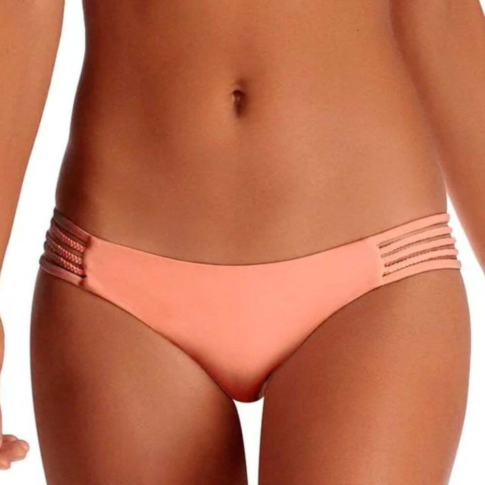 Vitamin A EcoLux Braided Side Strap Jaydah Hipster Bikini Bottom Peach